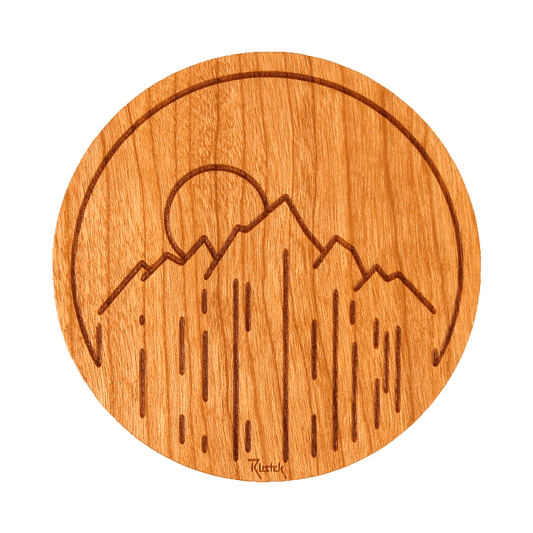 Sunset Mountain Wood Sticker - Rustek