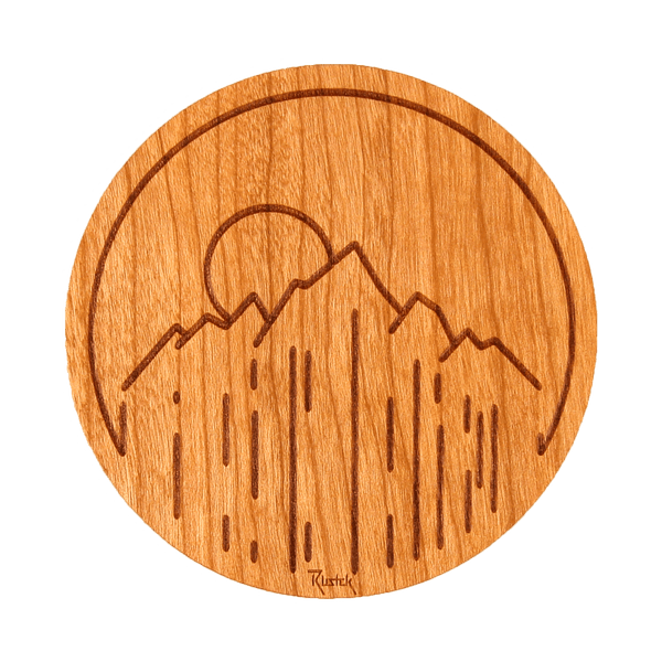 Sunset Mountain Wood Sticker - Rustek