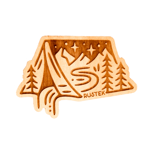 Camping InTent Wood Sticker - Rustek