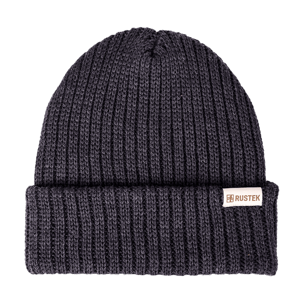 Rustek Double Rib 100% Merino Wool Beanie | Charcoal