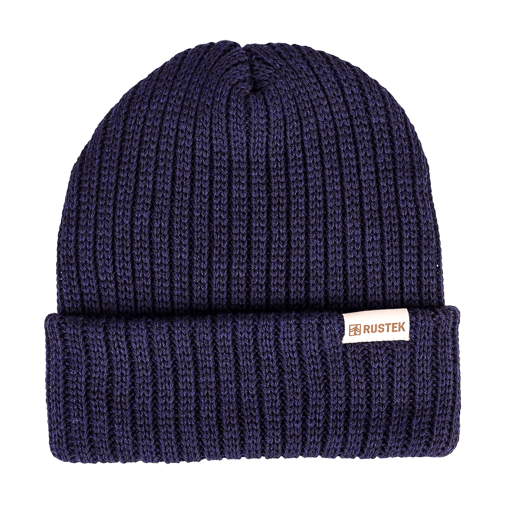 Rustek Double Rib 100% Merino Wool Beanie | Navy