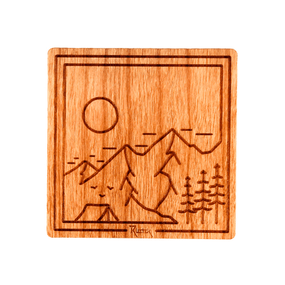 Base Camp Square Wood Sticker - Rustek