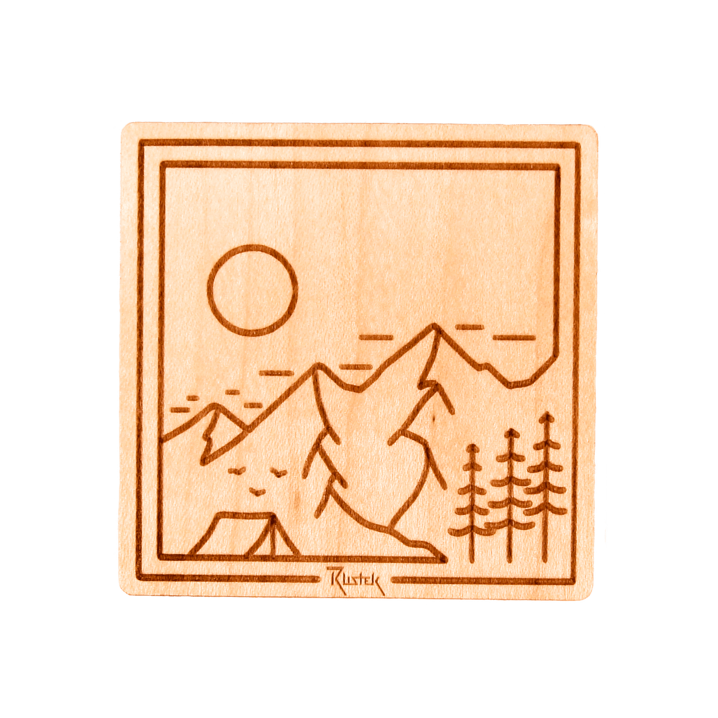 Base Camp Square Wood Sticker - Rustek