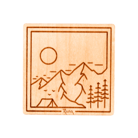 Base Camp Square Wood Sticker - Rustek
